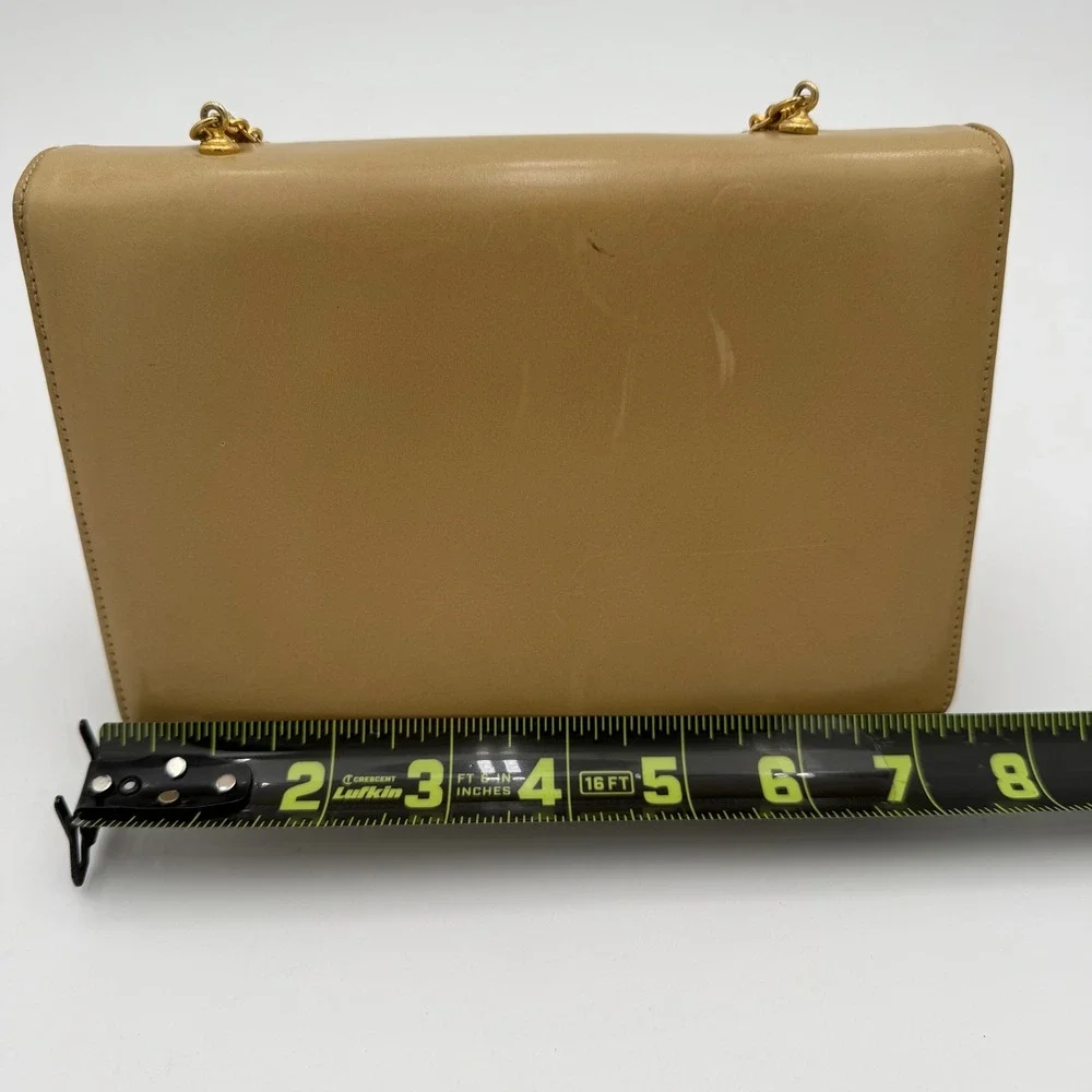 Nicholas Reich 1970's Vintage Baby Camel Leather Shoulder Bag Tan‎ Gold Chain